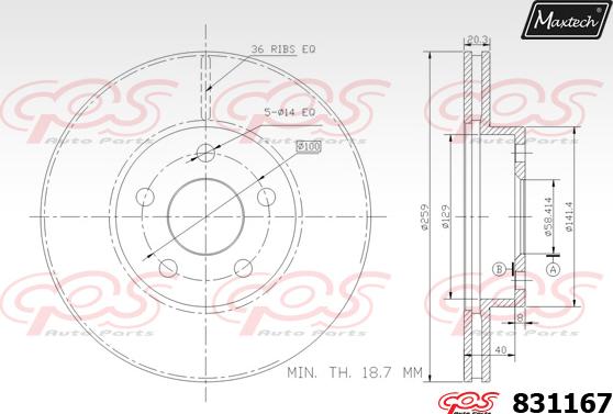 Maxtech 881401 - Гальмівний диск autozip.com.ua