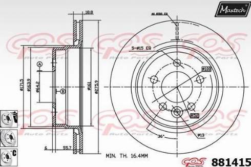 Maxtech 881415.6880 - Гальмівний диск autozip.com.ua