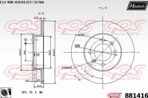 Maxtech 881416.0060 - Гальмівний диск autozip.com.ua