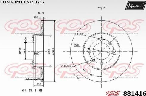 Maxtech 881416.0000 - Гальмівний диск autozip.com.ua