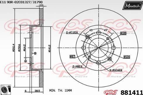 Maxtech 881411.0060 - Гальмівний диск autozip.com.ua