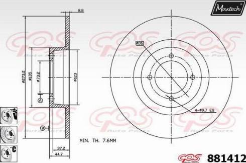 Maxtech 881412.6880 - Гальмівний диск autozip.com.ua