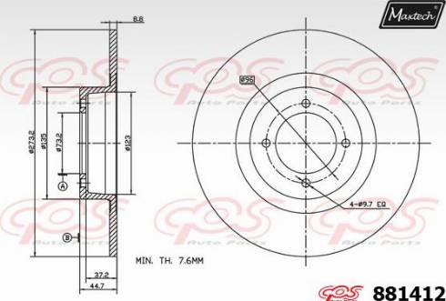 Maxtech 881412.0000 - Гальмівний диск autozip.com.ua