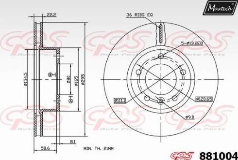 Maxtech 881004.0000 - Гальмівний диск autozip.com.ua