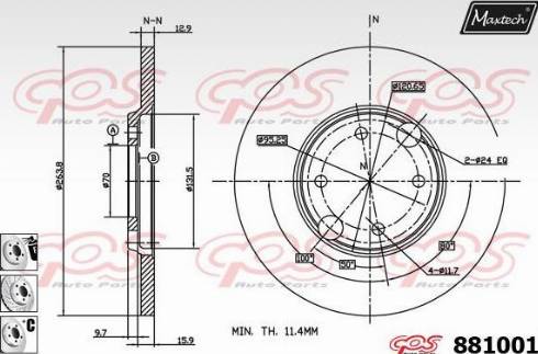 Maxtech 881001.6980 - Гальмівний диск autozip.com.ua