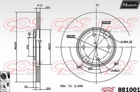 Maxtech 881001.6060 - Гальмівний диск autozip.com.ua