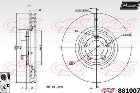 Maxtech 881007.6060 - Гальмівний диск autozip.com.ua