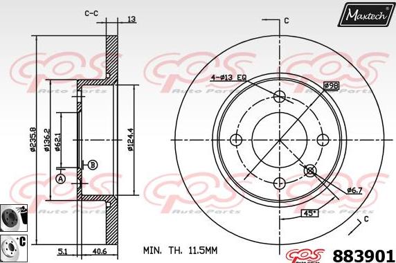 Maxtech 881007 - Гальмівний диск autozip.com.ua