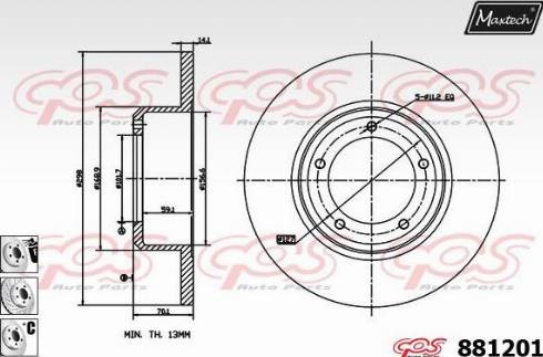 Maxtech 881201.6880 - Гальмівний диск autozip.com.ua