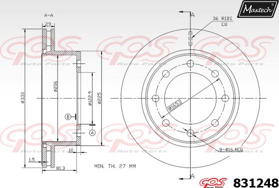 Maxtech 881219 - Гальмівний диск autozip.com.ua