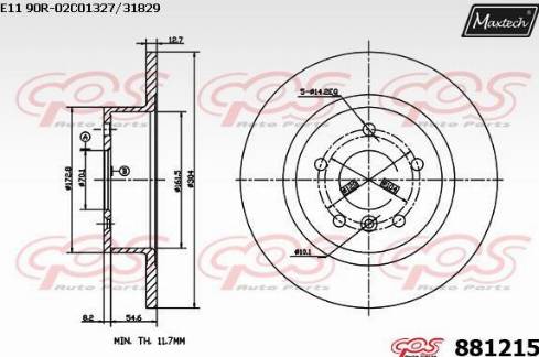 Maxtech 881215.0000 - Гальмівний диск autozip.com.ua