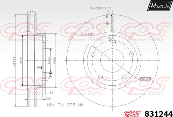 Maxtech 881225 - Гальмівний диск autozip.com.ua