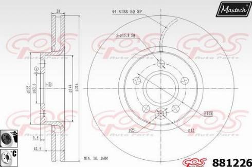 Maxtech 881226.6060 - Гальмівний диск autozip.com.ua