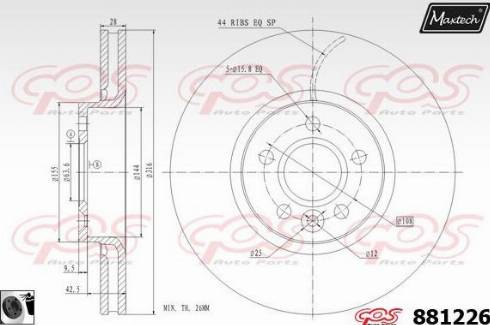 Maxtech 881226.0060 - Гальмівний диск autozip.com.ua