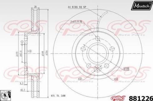 Maxtech 881226.0080 - Гальмівний диск autozip.com.ua