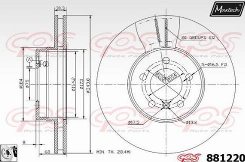 Maxtech 881220.0080 - Гальмівний диск autozip.com.ua