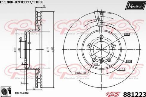 Maxtech 881223.0060 - Гальмівний диск autozip.com.ua