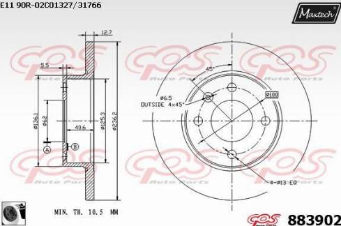 Maxtech 883902.0060 - Гальмівний диск autozip.com.ua