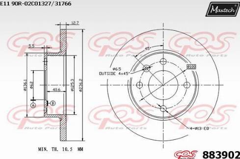 Maxtech 883902.0000 - Гальмівний диск autozip.com.ua