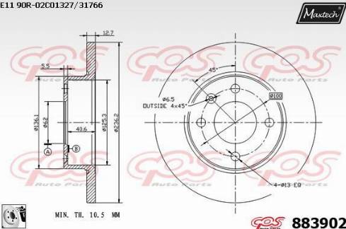 Maxtech 883902.0080 - Гальмівний диск autozip.com.ua