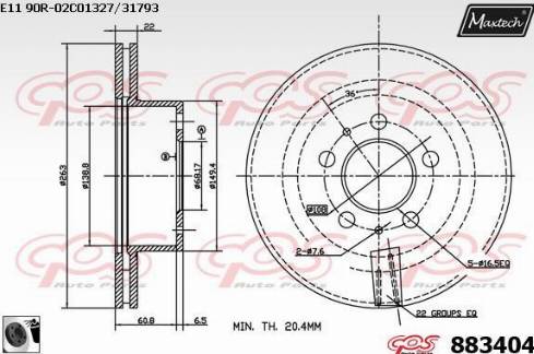 Maxtech 883404.0060 - Гальмівний диск autozip.com.ua