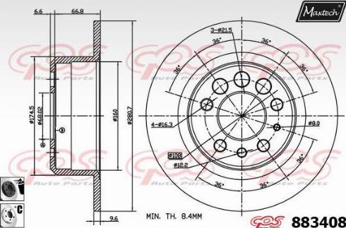 Maxtech 883408.6060 - Гальмівний диск autozip.com.ua