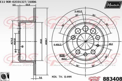 Maxtech 883408.0060 - Гальмівний диск autozip.com.ua