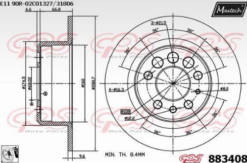 Maxtech 883408.0080 - Гальмівний диск autozip.com.ua