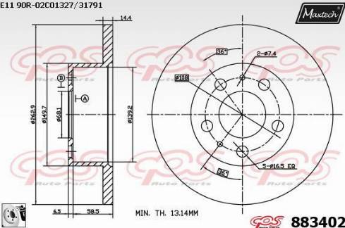 Maxtech 883402.0080 - Гальмівний диск autozip.com.ua