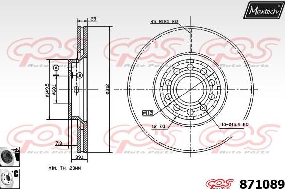 Maxtech 883402 - Гальмівний диск autozip.com.ua