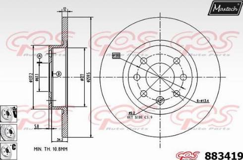 Maxtech 883419.6980 - Гальмівний диск autozip.com.ua