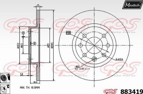 Maxtech 883419.6060 - Гальмівний диск autozip.com.ua