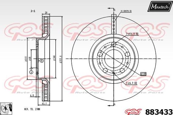 Maxtech 883419 - Гальмівний диск autozip.com.ua