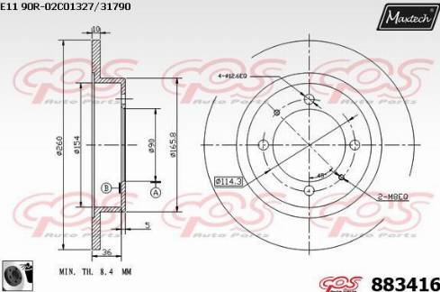 Maxtech 883416.0060 - Гальмівний диск autozip.com.ua