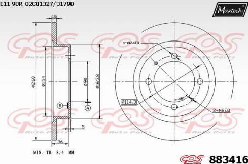 Maxtech 883416.0000 - Гальмівний диск autozip.com.ua