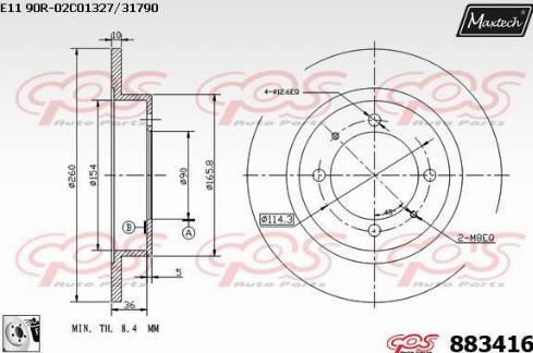 Maxtech 883416.0080 - Гальмівний диск autozip.com.ua