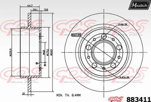 Maxtech 883411.0000 - Гальмівний диск autozip.com.ua