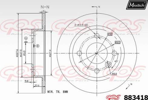 Maxtech 883418.0000 - Гальмівний диск autozip.com.ua