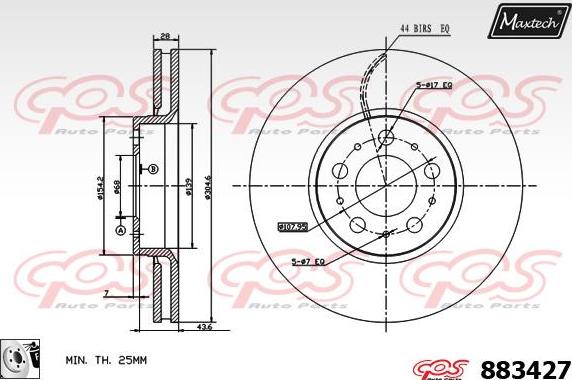 Maxtech 883418 - Гальмівний диск autozip.com.ua