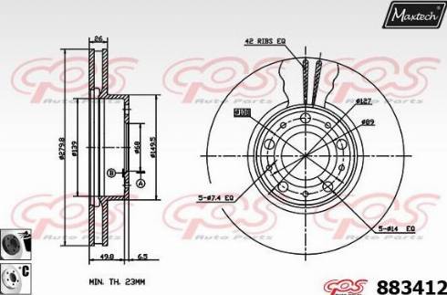 Maxtech 883412.6060 - Гальмівний диск autozip.com.ua