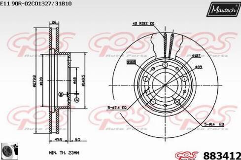 Maxtech 883412.0060 - Гальмівний диск autozip.com.ua