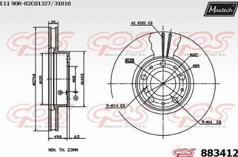 Maxtech 883412.0000 - Гальмівний диск autozip.com.ua