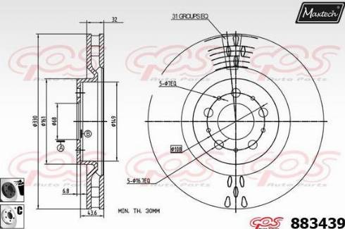 Maxtech 883439.6060 - Гальмівний диск autozip.com.ua