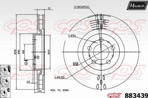 Maxtech 883439.6880 - Гальмівний диск autozip.com.ua