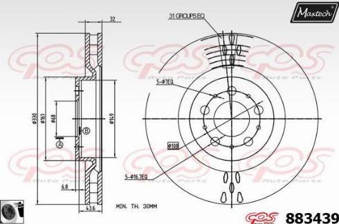 Maxtech 883439.0060 - Гальмівний диск autozip.com.ua