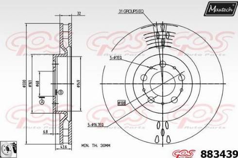 Maxtech 883439.6060 - Гальмівний диск autozip.com.ua