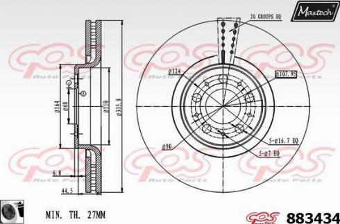 Maxtech 883434.0060 - Гальмівний диск autozip.com.ua