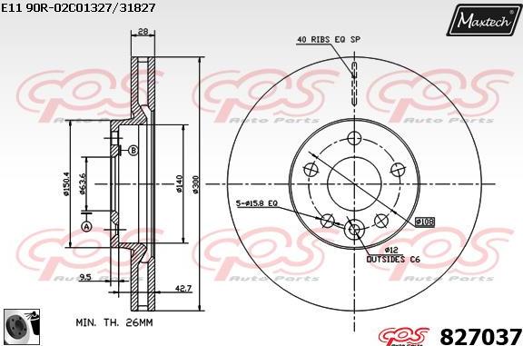 Maxtech 883434 - Гальмівний диск autozip.com.ua