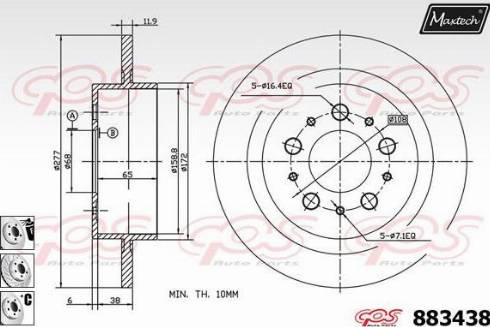 Maxtech 883438.6880 - Гальмівний диск autozip.com.ua