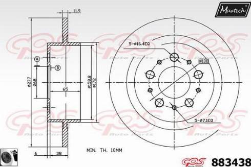 Maxtech 883438.0060 - Гальмівний диск autozip.com.ua